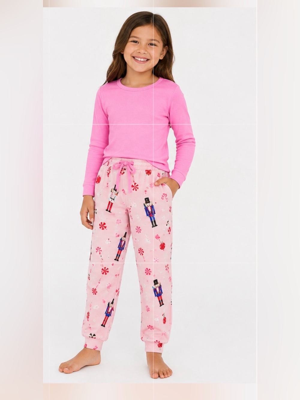 Joyspun Girls Pink Christmas Nutcracker Plush Fleece Pajama Pants Size M (8–10)